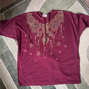 Embroidered Maroon T-Shirt